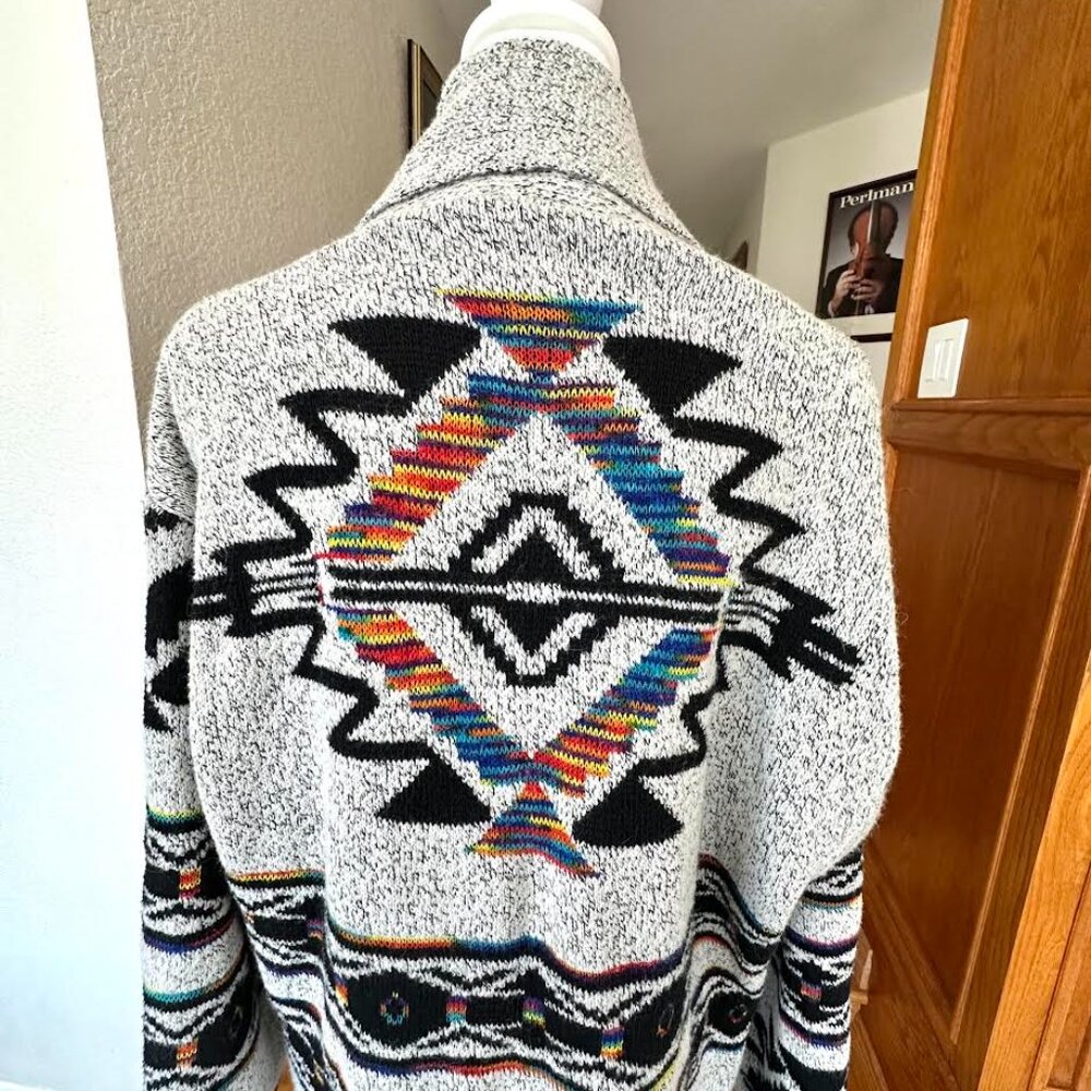 Anthropologie Northern Angel Rainbow Grey Aztec Duster Cardigan - Picture 6 of 15